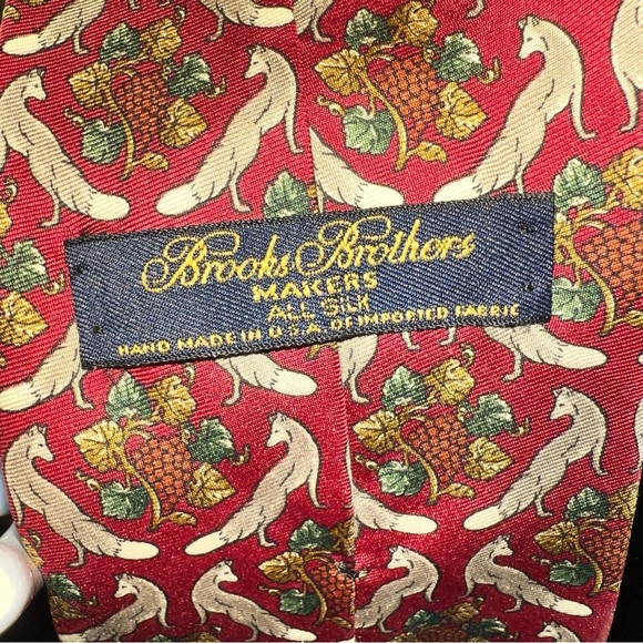 Brooks Brothers Maker Men’s 100% Silk Handmade Tie Fox Grape Cluster Leaves - Picture 6 of 13